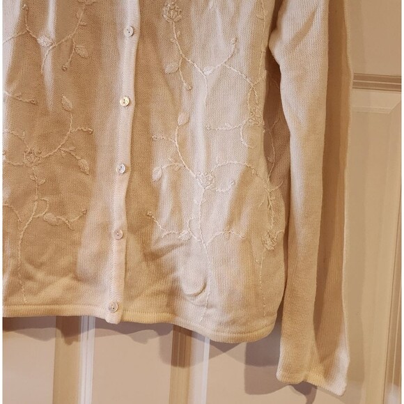 Worthington vintage off white acrylic button up collared cardigan sweater XL - Picture 3 of 5